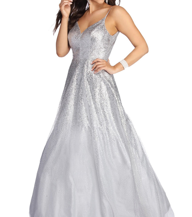 Mira Glitter Glow Ball Gown is a gorgeous pick as your 2023 prom dress or formal gown for wedding guest, spring bridesmaid, or army ball attire!