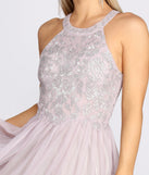 The Briella Lace High Neck Tulle Ball Gown is a gorgeous pick as your 2023 prom dress or formal gown for wedding guest, spring bridesmaid, or army ball attire!