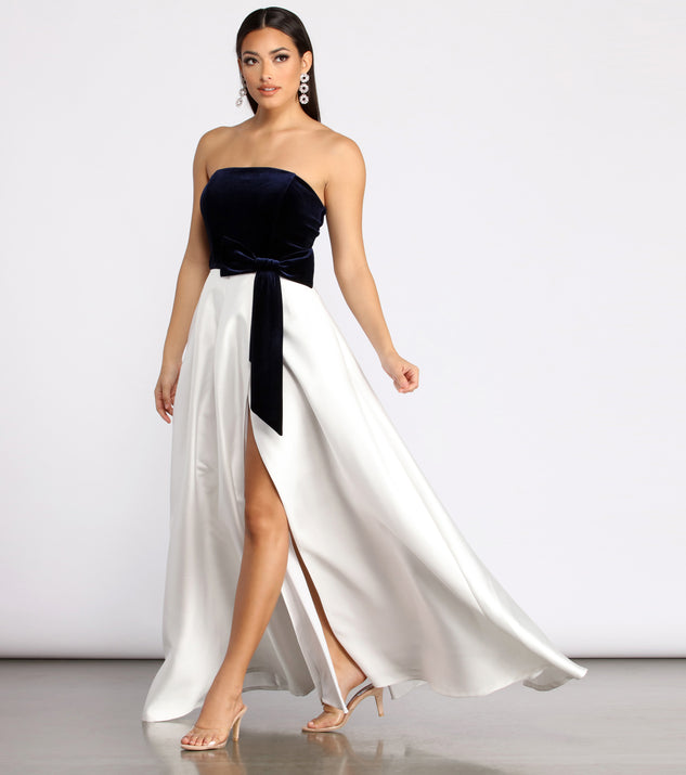 Valentina Velvet and Satin Ball Gown creates the perfect summer wedding guest dress or cocktail party dresss with stylish details in the latest trends for 2023!