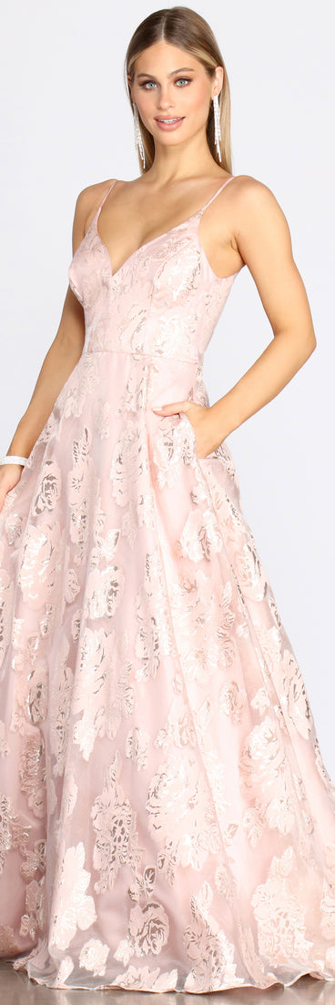 Misha Floral Organza Ball Gown is a stunning choice for a bridesmaid dress or maid of honor dress, and to feel beautiful at Prom 2023, spring weddings, formals, & military balls!