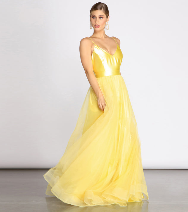 The Belle Satin Tulle Ball Gown is a gorgeous pick as your 2023 prom dress or formal gown for wedding guest, spring bridesmaid, or army ball attire!