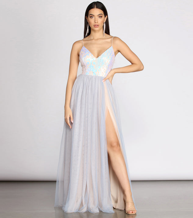Nicolette Sequin & Tulle Dress is a stunning choice for a bridesmaid dress or maid of honor dress, and to feel beautiful at Prom 2023, spring weddings, formals, & military balls!