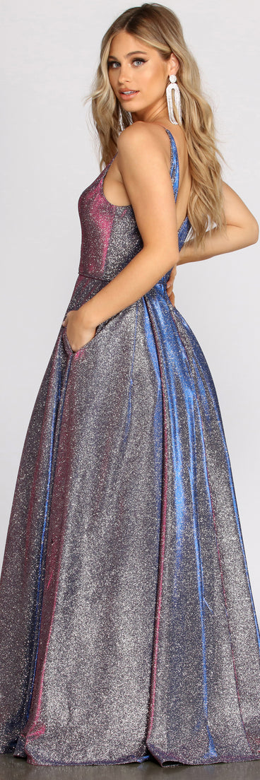 The Cora Glitter Ball Gown is a gorgeous pick as your 2023 prom dress or formal gown for wedding guest, spring bridesmaid, or army ball attire!
