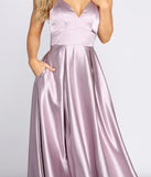 The Idina Satin Lace Up Ball Gown is a gorgeous pick as your 2023 prom dress or formal gown for wedding guest, spring bridesmaid, or army ball attire!