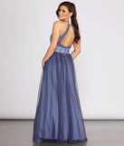 Taji Halter Applique Mesh Ball Gown is a stunning choice for a bridesmaid dress or maid of honor dress, and to feel beautiful at Prom 2023, spring weddings, formals, & military balls!