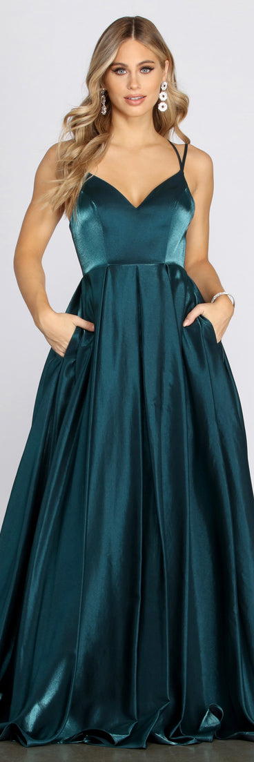 Lona Formal Cross Back Gown is a stunning choice for a bridesmaid dress or maid of honor dress, and to feel beautiful at Prom 2023, spring weddings, formals, & military balls!