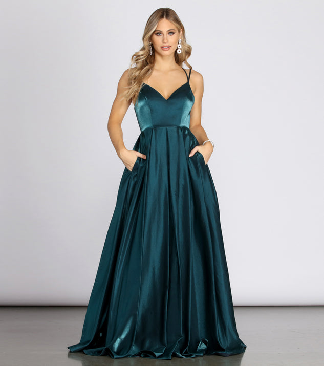 Lona Formal Cross Back Gown is a stunning choice for a bridesmaid dress or maid of honor dress, and to feel beautiful at Prom 2023, spring weddings, formals, & military balls!