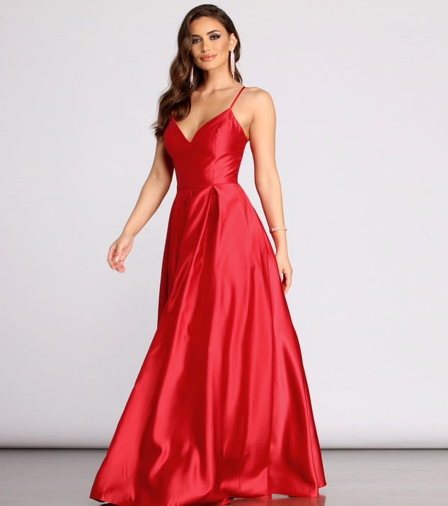 Kendall Satin Lace Up Back Ball Gown & Windsor