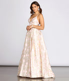 Jessica Brocade Floral Ball Gown creates the perfect summer wedding guest dress or cocktail party dresss with stylish details in the latest trends for 2023!
