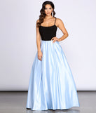 Bayley Cross Back Satin Ball Gown creates the perfect spring wedding guest dress or cocktail attire with stylish details in the latest trends for 2023!