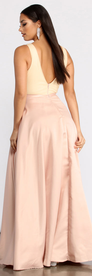 Adina Sequin and Satin Ball Gown creates the perfect summer wedding guest dress or cocktail party dresss with stylish details in the latest trends for 2023!