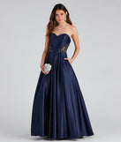 Tinsley Embroidered Pleated Satin Ball Gown is a gorgeous pick as your 2023 prom dress or formal gown for wedding guest, spring bridesmaid, or army ball attire!