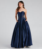 Tinsley Embroidered Pleated Satin Ball Gown is a gorgeous pick as your 2023 prom dress or formal gown for wedding guest, spring bridesmaid, or army ball attire!