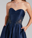Tinsley Embroidered Pleated Satin Ball Gown is a gorgeous pick as your 2023 prom dress or formal gown for wedding guest, spring bridesmaid, or army ball attire!