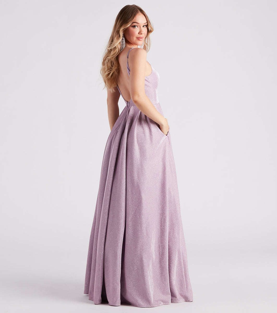 Alaya Woven Glitter A-Line Ball Gown & Windsor