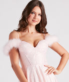 Kayleen Sequin Feather A-Line Ball Gown