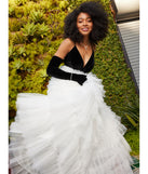 Carrie A-Line Ruffled Mesh Ball Gown With Gloves is the perfect prom dress pick with on-trend details to make the 2024 dance your most memorable event yet!