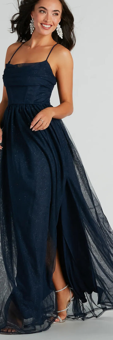 Aidy Lace-Up A-Line Glitter Tulle Ball Bown is the perfect prom dress pick with on-trend details to make the 2024 dance your most memorable event yet!