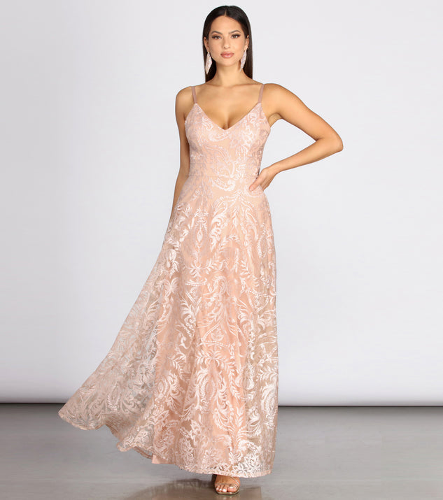 Veda Embroidered Elegance Ball Gown is a stunning choice for a bridesmaid dress or maid of honor dress, and to feel beautiful at Prom 2023, spring weddings, formals, & military balls!