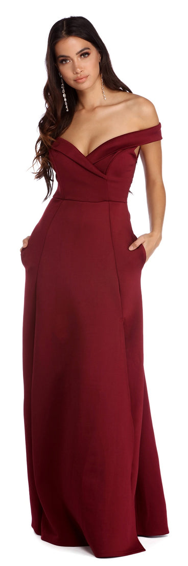 The Christine Off The Shoulder Ball Gown is a gorgeous pick as your 2023 prom dress or formal gown for wedding guest, spring bridesmaid, or army ball attire!