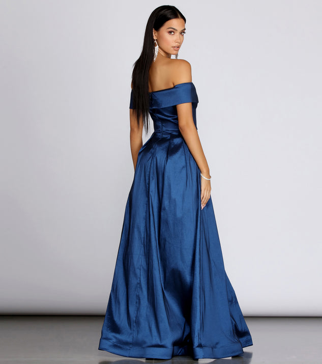 Megan taffeta off the shoulder ball gown hotsell