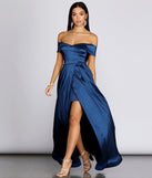 Megan Taffeta Off The Shoulder Ball Gown is a gorgeous pick as your 2023 prom dress or formal gown for wedding guest, spring bridesmaid, or army ball attire!
