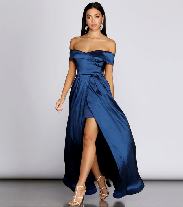 Megan taffeta off the shoulder ball gown hotsell