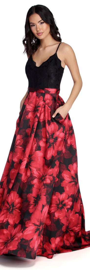 Marjorie Charming Florals Ball Gown is a gorgeous pick as your 2023 prom dress or formal gown for wedding guest, spring bridesmaid, or army ball attire!