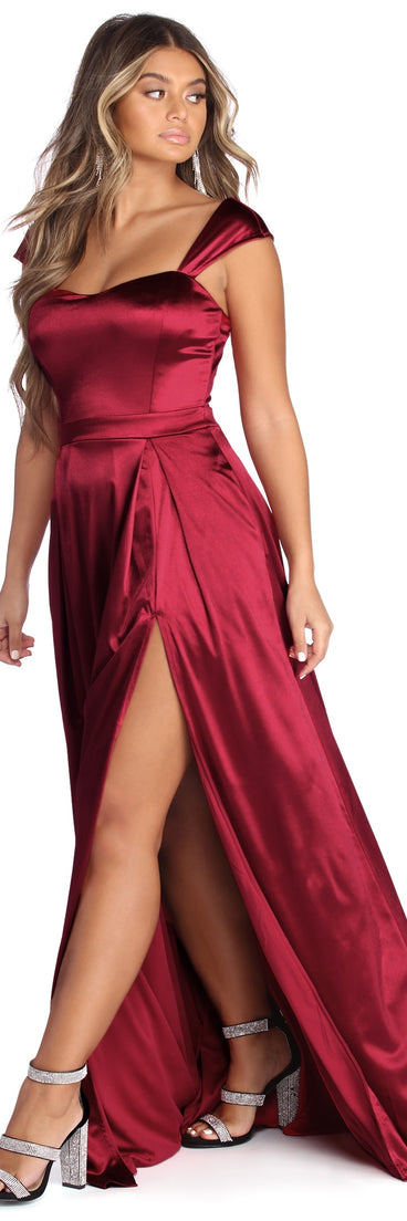 The Francesca Formal Sweetheart Satin Dress is a gorgeous pick as your 2023 prom dress or formal gown for wedding guest, spring bridesmaid, or army ball attire!