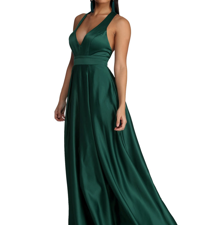 The Elle Formal Satin Ball Gown is a gorgeous pick as your 2023 prom dress or formal gown for wedding guest, spring bridesmaid, or army ball attire!