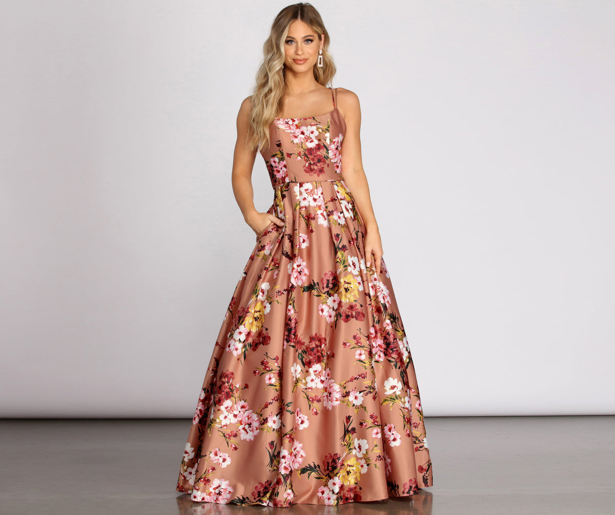Magdalena Satin Floral Gown & Windsor