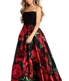 Sariah Strapless Rose Ball Gown is a gorgeous pick as your 2023 prom dress or formal gown for wedding guest, spring bridesmaid, or army ball attire!