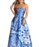 The Ari Bohemian Floral Satin Ball Gown is a gorgeous pick as your 2023 prom dress or formal gown for wedding guest, spring bridesmaid, or army ball attire!