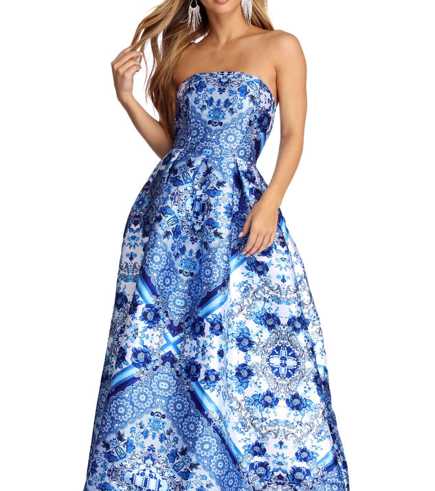 The Ari Bohemian Floral Satin Ball Gown is a gorgeous pick as your 2023 prom dress or formal gown for wedding guest, spring bridesmaid, or army ball attire!