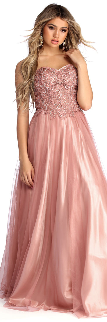 Rosalie Beautifully Beaded Gown is a gorgeous pick as your 2023 prom dress or formal gown for wedding guest, spring bridesmaid, or army ball attire!
