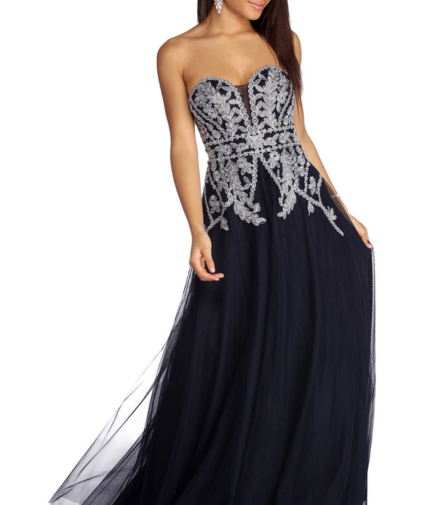 The Julie Strapless Sweetheart Ball Gown is a gorgeous pick as your 2023 prom dress or formal gown for wedding guest, spring bridesmaid, or army ball attire!