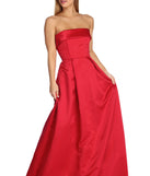 The Catalina Strapless Satin Ball Gown is a gorgeous pick as your 2023 prom dress or formal gown for wedding guest, spring bridesmaid, or army ball attire!