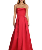 The Catalina Strapless Satin Ball Gown is a gorgeous pick as your 2023 prom dress or formal gown for wedding guest, spring bridesmaid, or army ball attire!