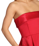 The Catalina Strapless Satin Ball Gown is a gorgeous pick as your 2023 prom dress or formal gown for wedding guest, spring bridesmaid, or army ball attire!