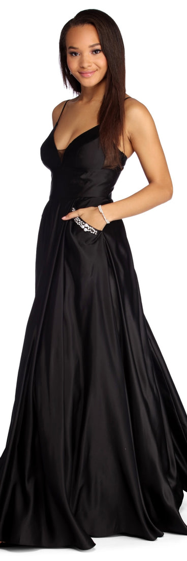The Angelie Embellished Satin Gown is a gorgeous pick as your 2023 prom dress or formal gown for wedding guest, spring bridesmaid, or army ball attire!