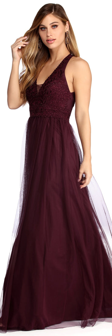 The Alessia Floral Applique Ball Gown is a gorgeous pick as your 2023 prom dress or formal gown for wedding guest, spring bridesmaid, or army ball attire!