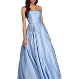 The Cindy Embellished Satin Ball Gown is a gorgeous pick as your 2023 prom dress or formal gown for wedding guest, spring bridesmaid, or army ball attire!