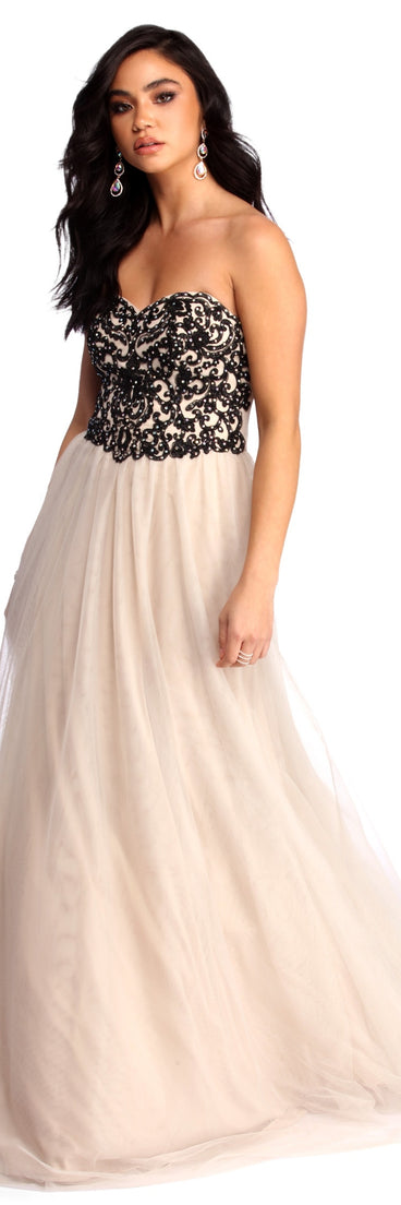 The Demi Floral Lace Up Ball Gown is a gorgeous pick as your 2023 prom dress or formal gown for wedding guest, spring bridesmaid, or army ball attire!