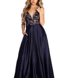 Trina Charming Satin Lace Gown is a gorgeous pick as your 2023 prom dress or formal gown for wedding guest, spring bridesmaid, or army ball attire!