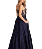 Trina Charming Satin Lace Gown is a gorgeous pick as your 2023 prom dress or formal gown for wedding guest, spring bridesmaid, or army ball attire!