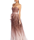 Penny Ombre Glitter Tendril Ball Gown is a gorgeous pick as your 2023 prom dress or formal gown for wedding guest, spring bridesmaid, or army ball attire!