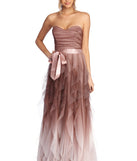Penny Ombre Glitter Tendril Ball Gown is a gorgeous pick as your 2023 prom dress or formal gown for wedding guest, spring bridesmaid, or army ball attire!