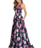 Shelby Floral Satin Ball Gown is a gorgeous pick as your 2023 prom dress or formal gown for wedding guest, spring bridesmaid, or army ball attire!
