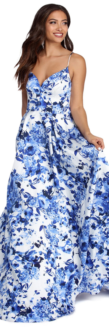 The Amora Floral Ball Gown Dress is a gorgeous pick as your 2023 prom dress or formal gown for wedding guest, spring bridesmaid, or army ball attire!
