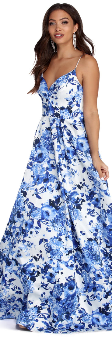 The Amora Floral Ball Gown Dress is a gorgeous pick as your 2023 prom dress or formal gown for wedding guest, spring bridesmaid, or army ball attire!